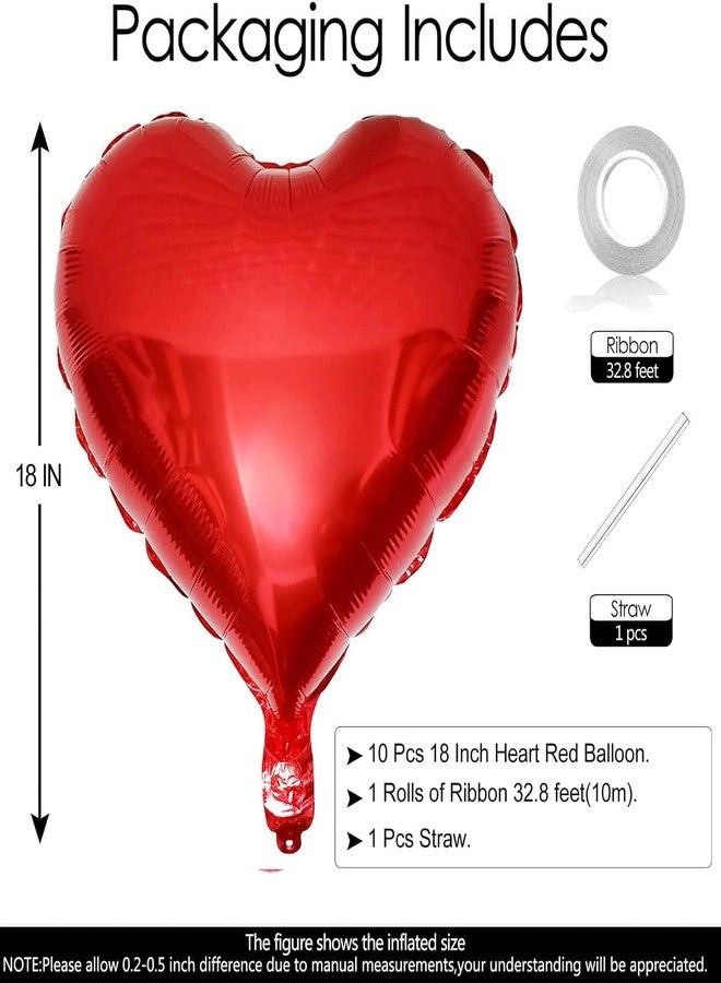 Hemito 19 Pcs Red Theme Valentine Day Decoration|Red Heart Shape Balloon,Love Foil Balloon|Romantic Decoration for Bedroom Couples - Image 4